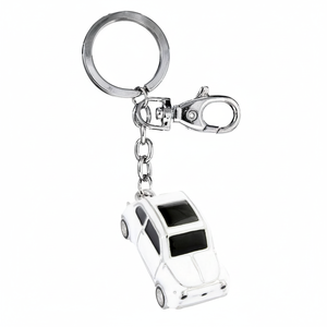 Portachiavi Classico Bianco per Auto con Logo Personalizzabile in Lega di Zinco Resistente - Product Image 2