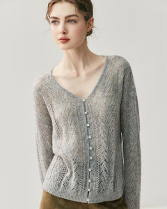 <span class=keywords><strong>Cardigan</strong></span> in Misto Cashmere da Donna Primaverile, Lavorazione Traforata, Scollo a V, Maglia Personalizzata, <span class=keywords><strong>Cardigan</strong></span> in Cashmere Largo e Leggero - Product Image 6