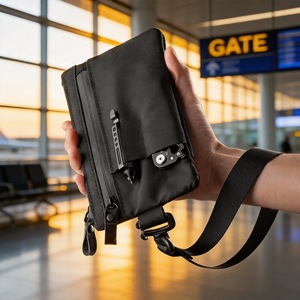 Étui de passeport multifonctionnel pour homme en tissu X-Pac imperméable avec fermeture éclair en nylon et blocage RFID, doté d'une sangle plus large pour les voyages - Product Image 2