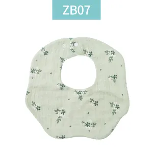 Customize 6 Layers Baby Muslin Bibs 100% Cotton Baby Bib Unisex 360 Round Baby Bandana Bib