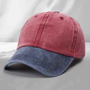 100% Cotton Washed Spring Summer Soft Top Unstructured Pigment Two Tone Baseball <b>Cap</b> Dyed Six Panel Dad Hat - Product Image 3