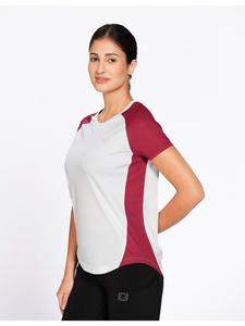 T-shirt athlétique color block pour femme Munns & Mars, en polyester, coupe régulière, ourlet incurvé, idéal pour l'entraînement en salle de sport (vente en gros) - Product Image 2