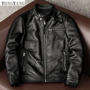 TONGYANG Spring Natural Genuine Calf Skin Leather for Man Slim Fit Male Coat Men Real Cowhide Coat Fashion Clothing Male Clothes