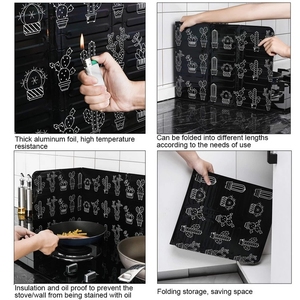 Schermi di schizzi di olio addensato foglio di alluminio piastra deflettore di olio fornello a <span class=keywords><strong>Gas</strong></span> deflettore a prova di schizzi utensili da cucina per la cucina di casa - Product Image 5