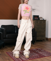 Tops courts pour femmes de haute qualité avec logo personnalisé, style Y2K, été, manches courtes, col rond, sexy, uni, 100% coton tricoté, écologique