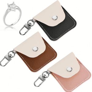 Wedding <b>Holder</b> Keychain Small Travel Jewelry <b>Box</b> Pu Leather Ring Pouch for Rings <b>Earrings</b> - Product Image 1