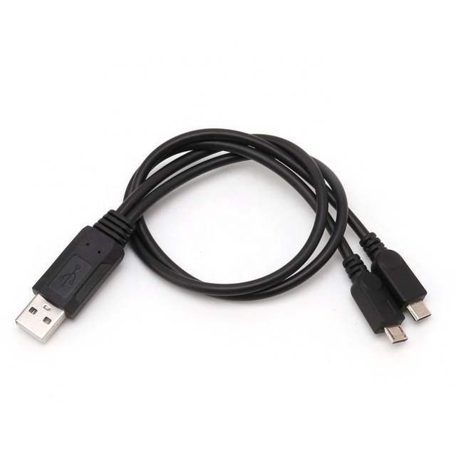 Braid Shielding 2 in 1 USB 2.0 to Dual Micro USB Y Splitter Charge Cable for Computer
