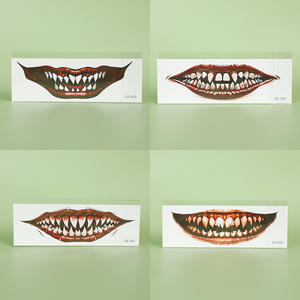 สติกเกอร์รอยสักรูปริมฝีปากและปากซอมบี้สำหรับวันฮาโลวีน4ชิ้น/แพ็ค CE รอยสักรูปปากขนาดใหญ่รอยสัก<span class=keywords><strong>ปลอม</strong></span>รอยแผลเป็นใบหน้าแมงมุม - Product Image 6