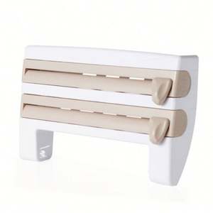 Multi-Functional Wall Mounted Foil and <b>Plastic</b> Wrap Dispenser with Paper Towel Holder and <b>Sliding</b> Cutter - Product Image 1