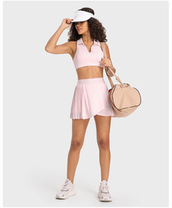 Yeni nefes özel kadınlar 2 in 1 yüksek bel pilili tenis etekler ile iç cep egzersiz Activewear Golf Skorts etekler - Product Image 2