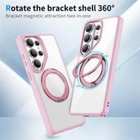 Coque de téléphone en TPU + acrylique pour Samsung S26 S25 S24 Ultra, support magnétique rotatif à 360°, protection transparente du dos, coque mobile