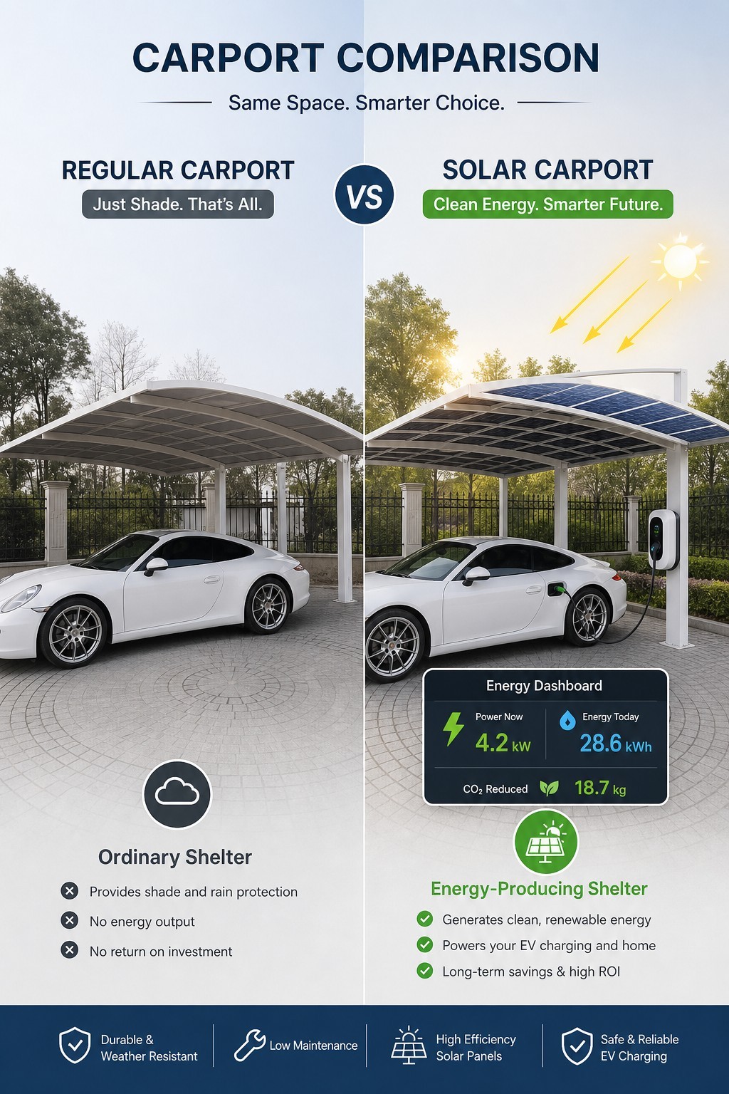 Solar Carport Aluminum Curved Cantilever Solar Panel Roof EV Charging Station Custom Size OEM · image 4