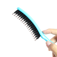 Peigne professionnel à trois rangées de poils en nylon + poils de sanglier, peigne à queue de rat pour cheveux bouclés, peigne de coiffure, brosse à touiller