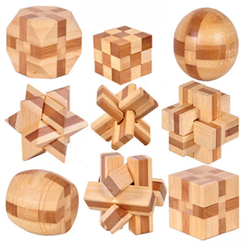 Hot Design IQ Brain Teaser K Ming Lock Wooden Interlocking Burr 3D Puzzles Game Toy Intellectual Educational For Adults Kids
