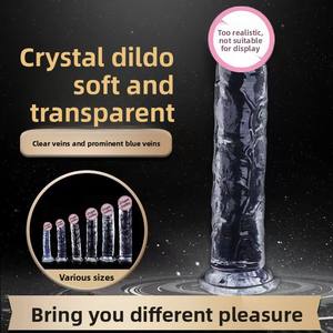 Pene Falso Transparente de Cristal sin Nódulos, Juguete Sexual para Adultos, Palo de Masturbación, Tapón Anal con Fuerte Ventosa para Mujeres - Product Image 3