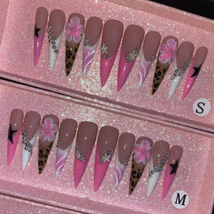 Ongles artificiels en acrylique de haute qualité, style français frais, 3D, faux ongles, stiletto, papillon, parfaits pour les fêtes, nouveauté 2025 - Product Image 1