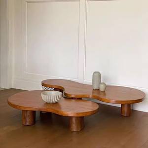 Wabi-sabi mobili in <span class=keywords><strong>legno</strong></span> massello retrò nordico minimalista piccolo tavolo log combinazione tavolo da tè - Product Image 2
