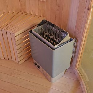 Sauna Elettrica Personalizzata per Esterni per 2-4 Persone, in Legno Massello, con Funzione Vapore Secco e Umido, Vasca per Immersione a Freddo e Bagno di Ghiaccio per Villa e Parco - Product Image 6