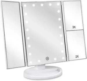 Fábrica Por Atacado Vanity Mirror Com Luzes Ampliação Trifold Espelho De Maquiagem 22 Luzes Led Mulheres Presente Levou Maquiagem Espelho