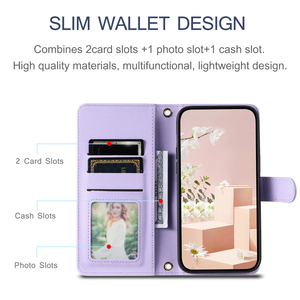 Étui de téléphone magnétique Honor avec fente pour cartes, cordon, en PU+TPU, antichoc, portefeuille pour iPhone à clapet, en cuir carré - Product Image 2