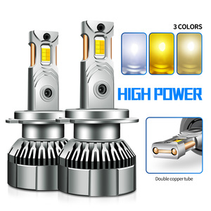Phares LED Super Lumineux 120W à Trois Températures de Couleur, Refroidissement à Double Tube en Cuivre, Lampes LED 12V H7 H11 H4 pour Camion et Voiture - Product Image 1