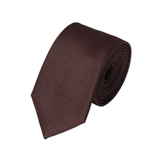 Oem Mens 100% Polyester 8cm Textile Neckties Pure Color Neck Ties Wholesale Custom Handmade Black Security Tie