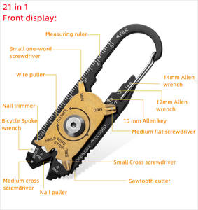 Llavero multifuncional 20 en 1, dispositivo EDC de bolsillo para acampar, Mini utilidad portátil, llavero multiherramienta, mosquetón para exteriores - Product Image 2