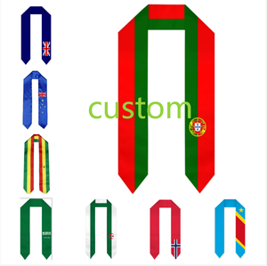 Écharpe de remise de diplôme personnalisée avec drapeau national, 48 équipes de football nationales, écharpe de remise de diplôme pour étudiants internationaux - Product Image 1