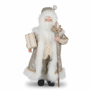Champagne Metallic Robe Santa Claus Statue Luxury Papa Noel Figure for Hotel Lobby <b>Xmas</b> Display - Product Image 2