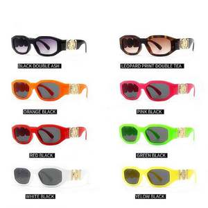 Vente en gros de lunettes de soleil vintage personnalisées avec logo orange rouge, à jambes larges, UV400, petites lunettes de soleil polygonales 2021 - Product Image 3