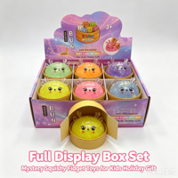 Jouet Squishy Mystère Arc-en-ciel en forme de Boulette Scintillante avec Boîte Surprise, Doux à Presser, Sensoriel, Anti-stress, Cadeaux