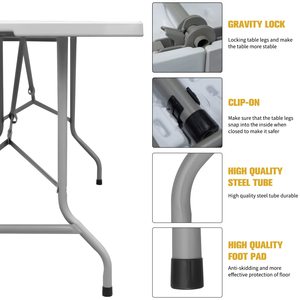<span class=keywords><strong>Table</strong></span> pliante rectangulaire portable en plastique de 6 pieds pour événements, idéale pour le camping en extérieur, légère et de <span class=keywords><strong>haute</strong></span> qualité, vente en gros - Product Image 2
