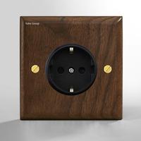 Prise murale électrique européenne moderne à écran tactile 10A en noyer noir massif, protection IP20, 2 ports USB, durable, facile à installer, 1 interrupteur