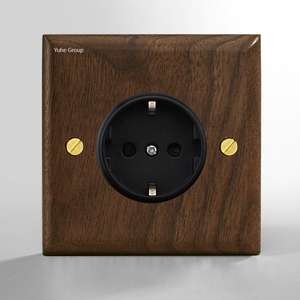 Panel Táctil Moderno Europeo de 10A, Enchufe Eléctrico de Pared de Nogal Negro Sólido con Interruptor para Iluminación del Hogar - Product Image 2