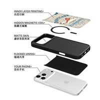Coque de téléphone AG Feeling Black Edge avec dorure et motif chien 'Don't Care' pour iPhone 17, 17 Pro Max, 16 Pro, 15, 15 Pro Max, 15 Pro, 14 Pro Max – Coque magnétique