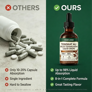 Gotas Líquidas de Suplemento Herbal de Marca Privada GMP con Tongkat <span class=keywords><strong>Ali</strong></span>, Shilajit y Ashwagandha para Hombres, Energía, Estrés y Apoyo Inmunológico - Product Image 3