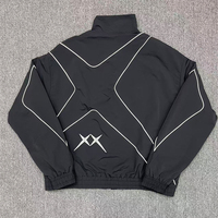Survêtements en nylon Ripstop personnalisés avec doublure en maille, imperméables, à capuche, avec garniture réfléchissante, brodés, vestes zippées pour hommes