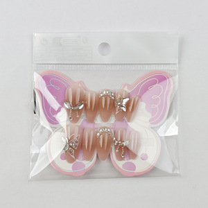 Lot de 10 faux <span class=keywords><strong>ongles</strong></span> à presser <span class=keywords><strong>pour</strong></span> enfants, style INS, papillon, strass, ultra-fins, sans couture, faits à la main, <span class=keywords><strong>pour</strong></span> adolescentes - Product Image 4