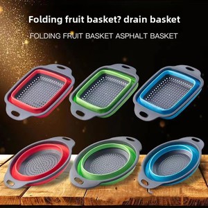 Évier de cuisine multifonctionnel rétractable et réglable, bac à légumes rond en plastique pliable avec panier de drainage - Product Image 2