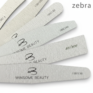 Lima de uñas Zebra de doble cara, papel de lija japonés importado, grano 80/100/150/180/240, media luna, recta, banana, para venta al por mayor en salones de belleza - Product Image 1