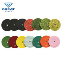 Tampons de polissage humides en diamant de 4 pouces, tampons en mousse de polissage personnalisables OEM pour le polissage du granit et du marbre, 100 mm