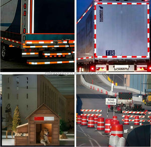 شريط عاكس لاصق للسلامة DOT-C2 أحمر وأبيض منشوري عاكس للضوء للمركبات والمقطورات والشاحنات - Product Image 5