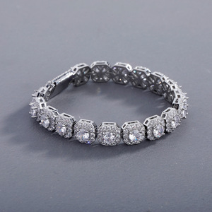 Hip-hop Glitter Sugar Tennis Chain <b>Bracelet</b> 18k Gold Plated <b>Copper</b> with Ice Zirconia Fashion Party Jewelry - Product Image 2