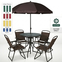 Ensemble de salle à manger d'extérieur imperméable pour patio et appartement, table basse pliante en verre et chaises avec parasol, mobilier de jardin