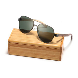 2025 moda hecha a mano CE UV400 gafas de sol polarizadas Eco logotipo personalizado hombres bambú madera sombras piloto gafas de sol para hombres - Product Image 4