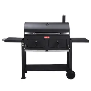 Premium SS304 Grid Outdoor Großer Multifunktion wagen Raucher Holzkohle grill mit Rotis serie