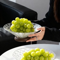 Bandeja de Frutas para Sala de Estar, Mesa de Centro, Novo Modelo, Cesto de Vidro, Prato de Servir para Doces, Frutas Secas e Petiscos, Comércio Exterior