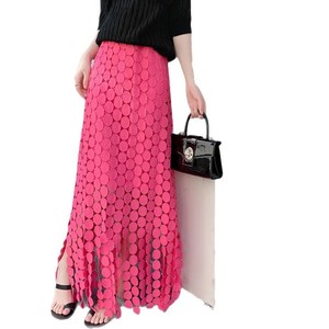 Jupes <span class=keywords><strong>tube</strong></span> droites <span class=keywords><strong>mi</strong></span>-longues taille haute françaises à franges à pois évidées pour femmes - Product Image 5