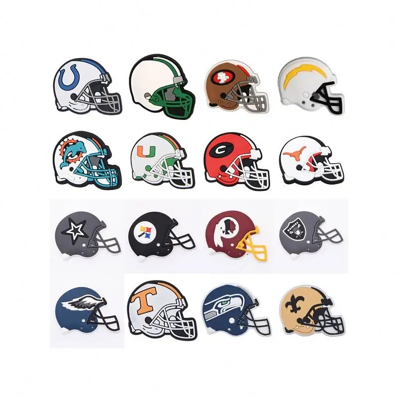 Beyzbol takımı kask takunya charms spor takunya Charms Metal Bling tasarımcı takunya Charms tasarımcı NFL kask sticker