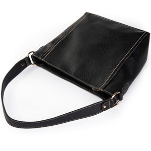 Bolso de Hombro Tipo Hobo de Cuero Vegano Negro, Bolso de Mano con Cremallera, Gran Capacidad, Bolso de Viaje para Mujer - Product Image 1